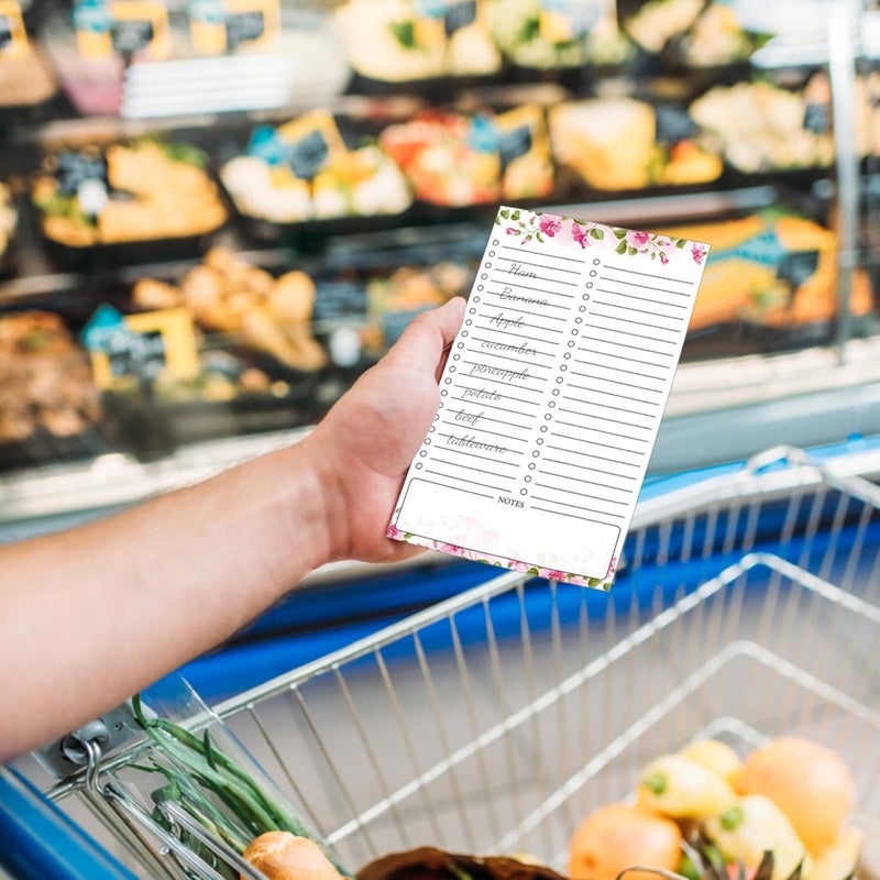 Thboxes 2 Pack Grocery List Magnet Pad for Fridge, Totally 120 Sheets Magnetic Note Pad for Fridge Full Back Magnet Shopping List, To Do List, Memo Notepads with Pen Holder, 4.5x7.5(Pink Flower) - Image 5